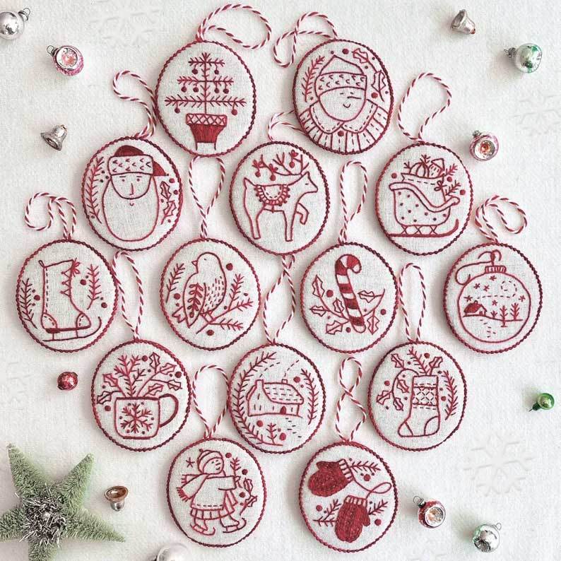 ๐ฅ Hand Embroidery Christmas Ornaments kit