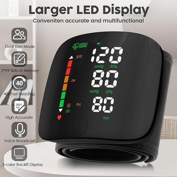 Led Display Touch Screen Voice Guidance & Reading Wrist Blood Pressure Monitor