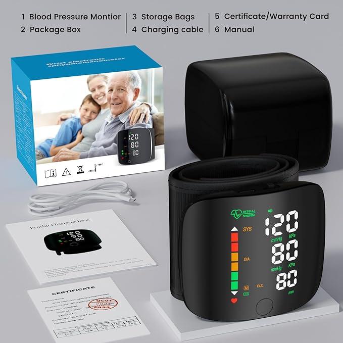 Led Display Touch Screen Voice Guidance & Reading Wrist Blood Pressure Monitor