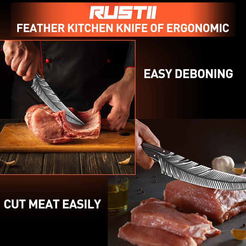 Rustii® Japan High Carbon Steel Hand Forged Feather Knife