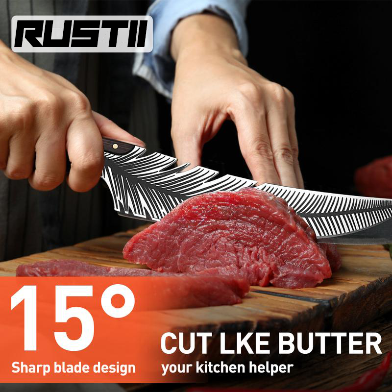 Rustii® Japan High Carbon Steel Hand Forged Feather Knife