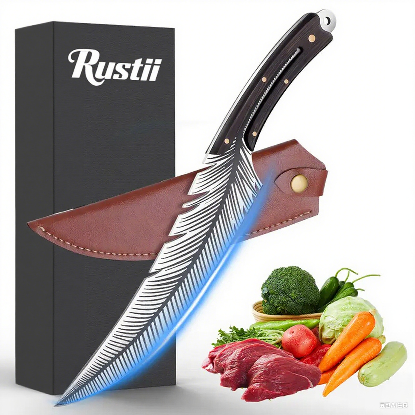 Rustii® Japan High Carbon Steel Hand Forged Feather Knife