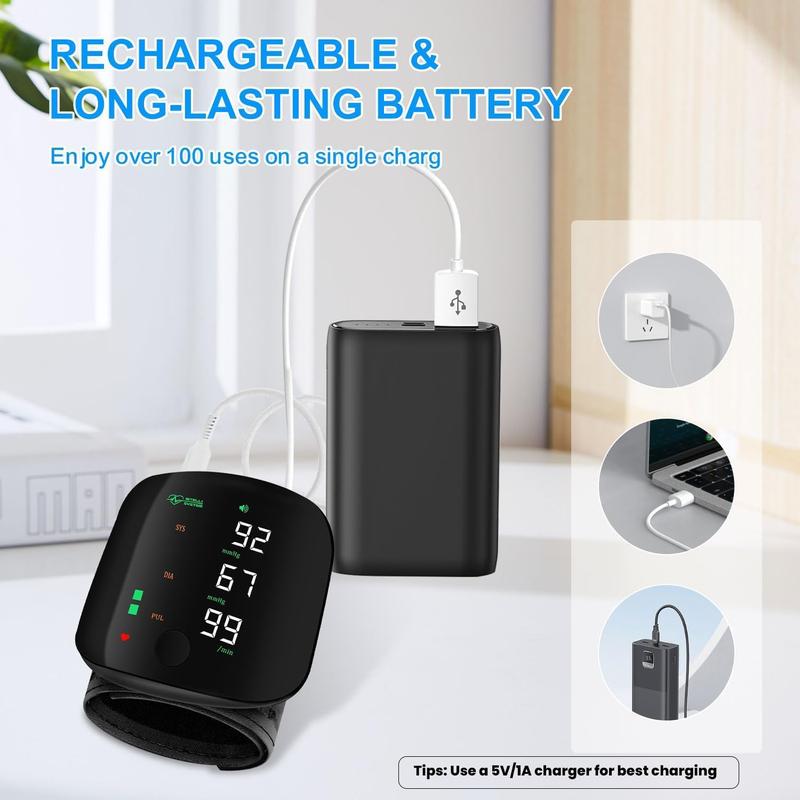 Led Display Touch Screen Voice Guidance & Reading Wrist Blood Pressure Monitor